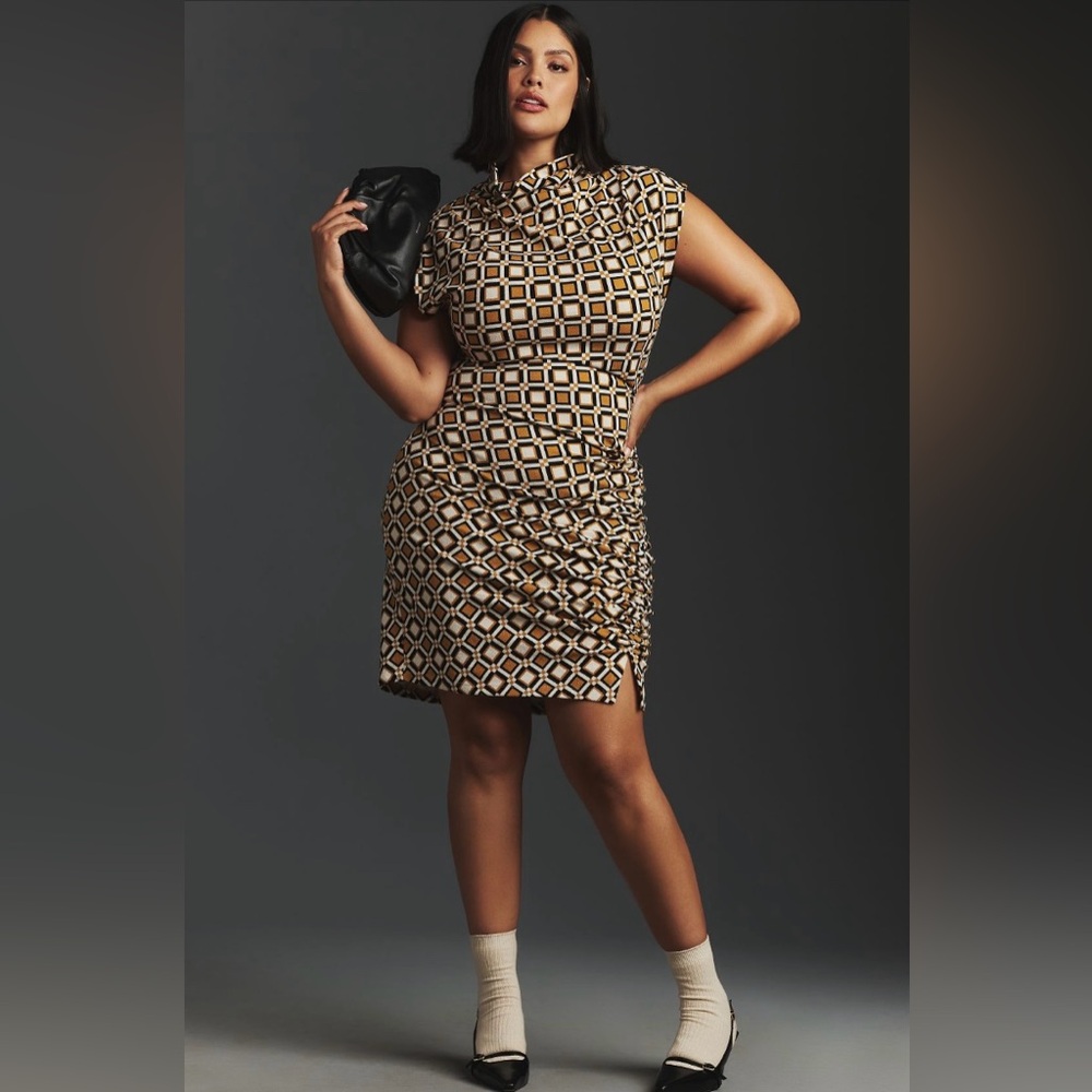 ✨ Anthropologie The Maya Cowl-Neck Mini Dress Sz XL - Picture 6 of 8